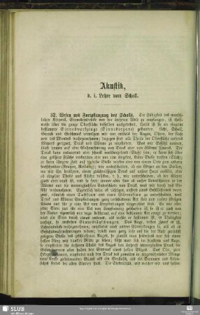 Akustik, d. i. Lehre vom Schall.
