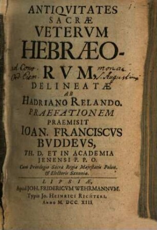 Antiquitates sacrae veterum Hebraeorum