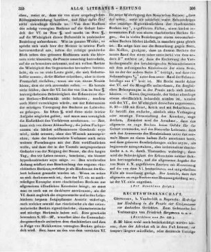 Bergmann, F. C.: Beiträge zur Einleitung in die Praxis der Civilprozesse vor deutschen Gerichten. Göttingen: Vandenhoeck & Ruprecht 1839 (Beschluss von Nr. 120)