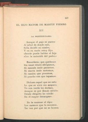 XII El Hijo mayor de Martín Fierro : La Penitenciaría