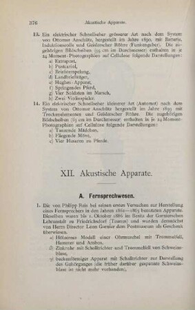 XII. Akustische Apparate