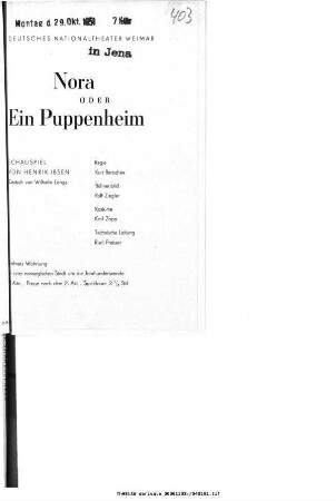 Nora oder Ein Puppenheim