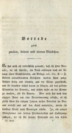 Vorrede zum zweiten, dritten und vierten Bändchen