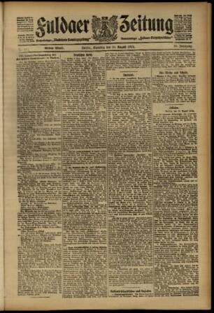 Erste Ausgabe vom Samstag, den 10. August 1912.