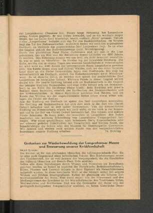 Gedanken zur Wiederbewaldung der Langenhorner Moore und Erneuerung unserer Knicklandschaft