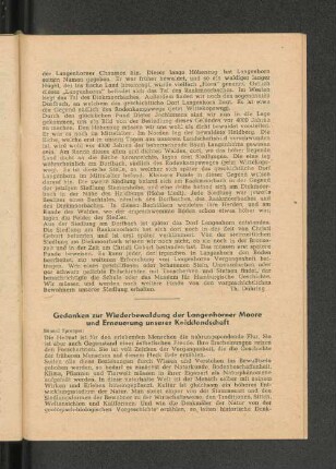 Gedanken zur Wiederbewaldung der Langenhorner Moore und Erneuerung unserer Knicklandschaft