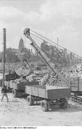 Dresden, Grunaer Straße. Wohnblocks, Baubeginn, Juni 1951
