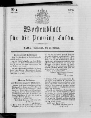 Nr. 4, Ausgabe vom 26. Januar 1856