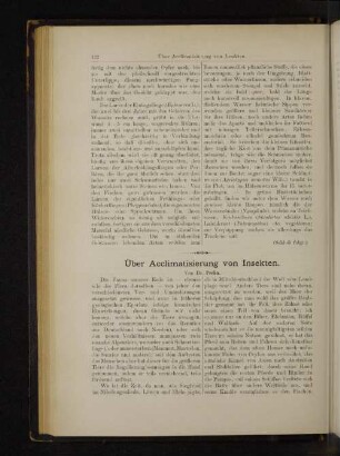 Über Acclimatisierung von Insekten.
