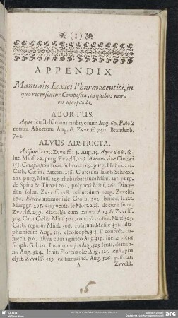 Appendix Manualis Lexici Pharmaceutici, in qua recensentur Composita, in quibus morbis usurpanda