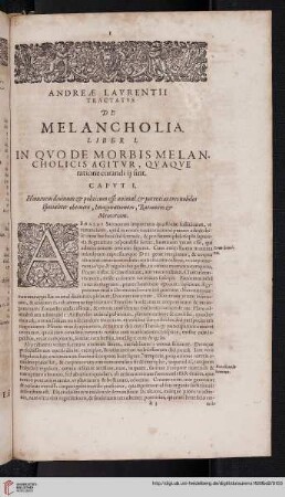 Andreae Lavrentii tractatvs de melancholia