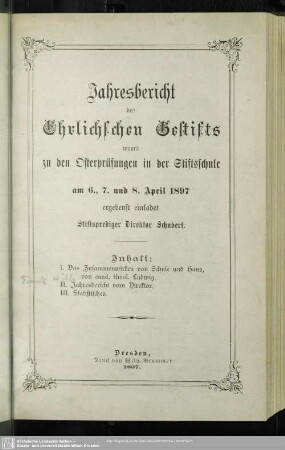 1897: Jahresbericht des Ehrlichschen Gestifts : auf das Schuljahr ...