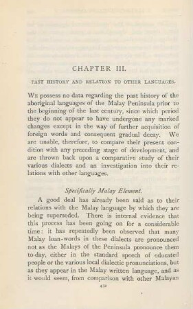 Chapter III. Past history and relation to other languages