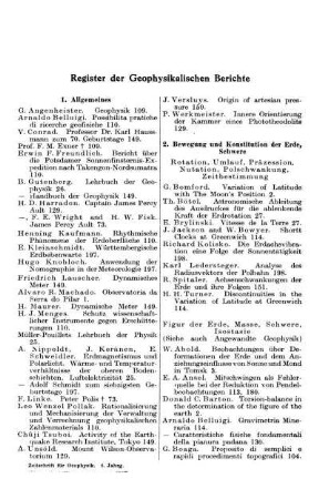 Register der Geophysikalischen Berichte