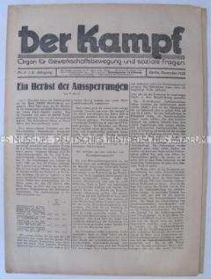 Kommunistische Gewerkschaftszeitung "Der Kampf" u.a. über Arbeitskämpfe im Bergbau und in der Metallindustrie