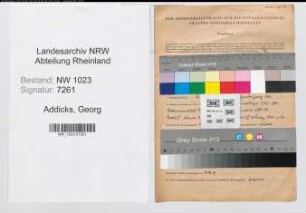 Entnazifizierung Georg Addicks , geb. 07.05.1911 (Oberwachtmeister)
