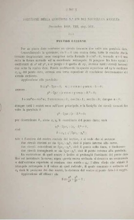 Soluzione della quistione 178 dei Nouvelles Annales.