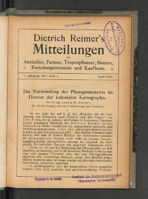 Heft 1, April 1911