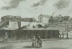 Dresden: Bauplatz Ständehaus : Dresden: Bauplatz Ständehaus. Aquarell, um 1900