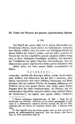XI. Ueber die Theorie der ganzen algebraischen Zahlen.