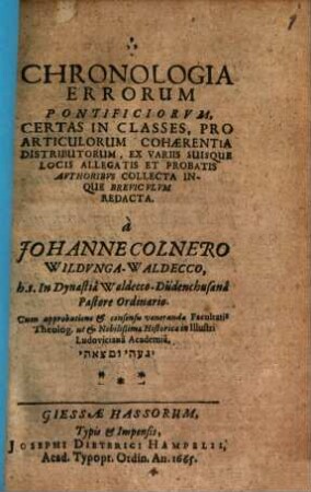 Chronologia errorum pontificiorum