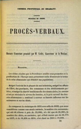 Procès verbaux de la session. 1856