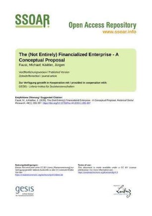 The (Not Entirely) Financialized Enterprise - A Conceptual Proposal