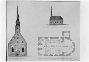 Aufriss und Grundriss der St. Mattheus Kirche