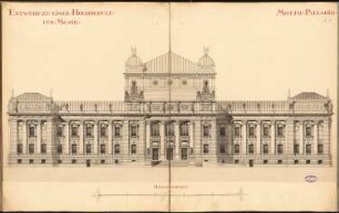 Hochschule für Musik, Berlin Schinkelwettbewerb 1890: Hauptansicht 1:100