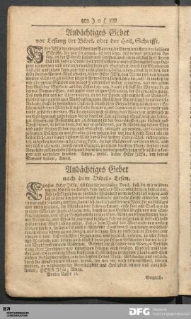 Andächtiges Gebet nach dem Bibel-Lesen.