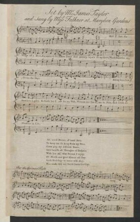 Set by Mr. James Taylor and sung by Miss Falkner at Marybon Gardens