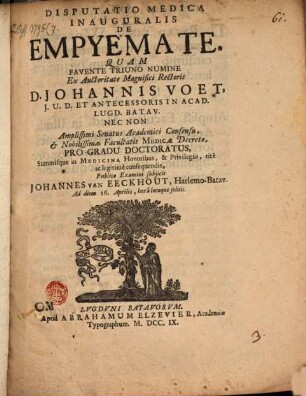Disp. med. inaug. de empyemate