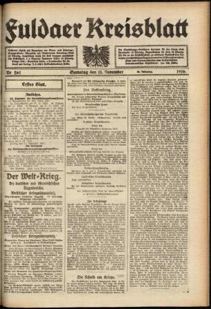 Erste Ausgabe vom Samstag, den 11. November 1916.