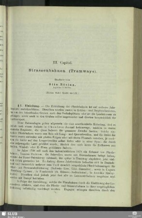 III. Capitel. Strassenbahnen (Tramways)