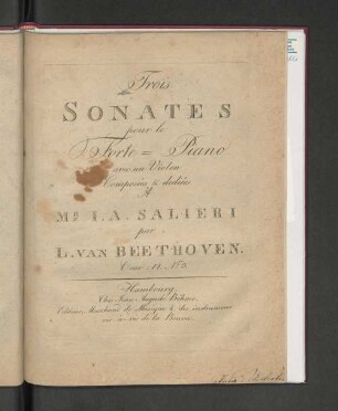 No. 3: Trois Sonates pour le forte-piano avec un violon : uv: 12