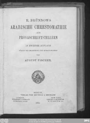 R. Brünnows arabische Chrestomathie aus Prosaschriftstellern