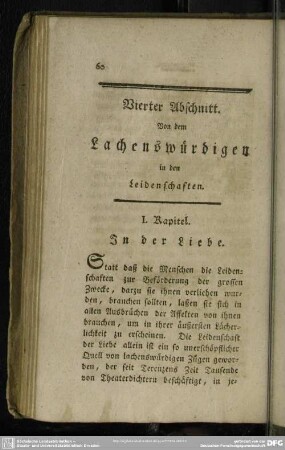 Vierter Abschnitt. Von dem Lachenswürdigen in den Leidenschaften