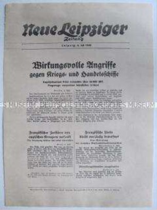 Extrablatt der "Neuen Leipziger Zeitung" zum Seekrieg gegen Großbritannien