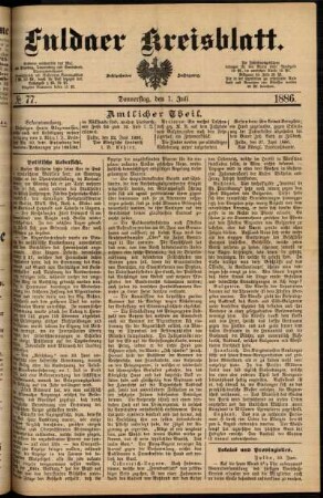 Ausgabe vom Donnerstag, den 01. Juli 1886.