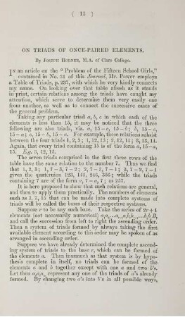 On triads of once-paired elements.
