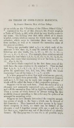 On triads of once-paired elements.