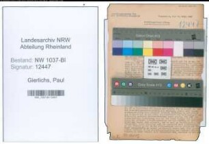 Entnazifizierung Paul Gierlichs , geb. 17.07.1909 (Laborant)