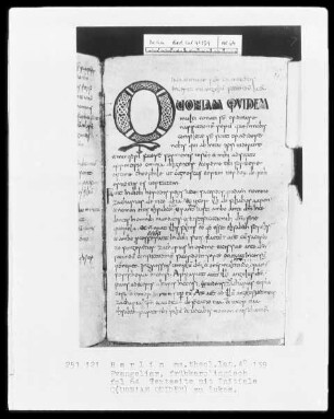 Frühkarolingisches Evangeliar — Initiale Q(uoniam quidem), Folio 64recto