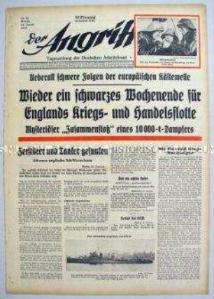 Tageszeitung "Der Angriff" u.a. zum Seekrieg gegen Großbritannien