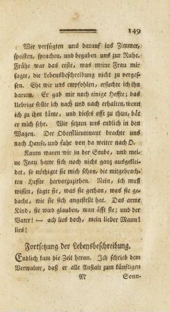 Fortsetzung der Lebensbeschreibung