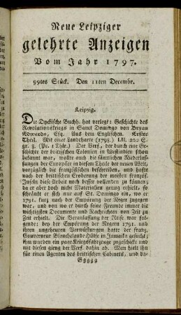 99tes Stück. Den 11ten Decembr.