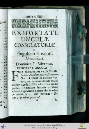 Exhortatiunculae consolatoriae in singulas totius anni