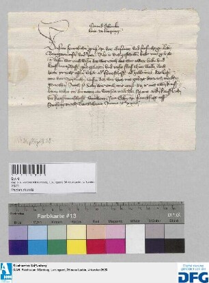Conrad Schencke Herr zu Limpurg sagt den Nürnberger Kaufleuten zur Frankfurter Herbstmesse sicheres Geleit zu.