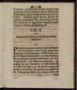 CAP. II. De Praeparatoriis Judicii In Foris Prussiae.