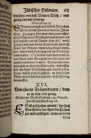 XVI. Von einem Träumdeuter, dem es zu letzt ubel gieng. - XX. Von Rabbi Thamhum, der den wilden Thieren für geworffen ward.